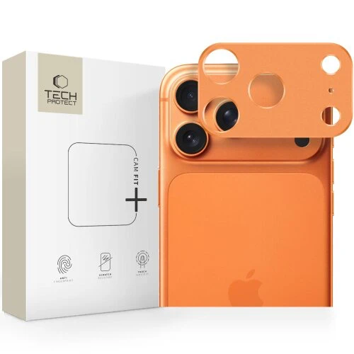 Ochranné sklo na fotoaparát Tech-Protect Camalloy Fit+ iPhone 17 Pro Max - cosmic orange