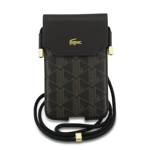Lacoste PVC Blend Monogram Metal Logo Kapsa na Telefon XL Brown