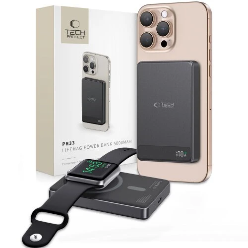Tech-Protect PB33 LifeMag Magsafe Powerbanka 5000 mAh - čierna