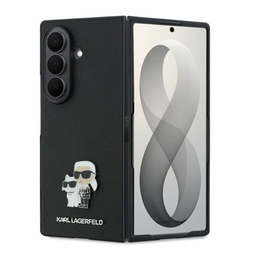 Karl Lagerfeld PU Saffiano Karl and Choupette Zadní Kryt pro Samsung Galaxy Z Fold 8 Ultra Black