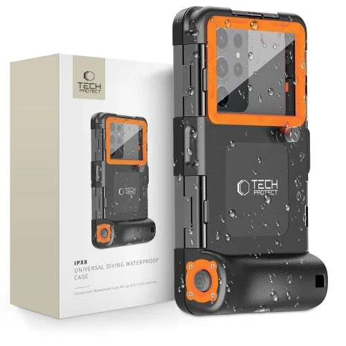 Puzdro Tech-Protect IPX8 Universal potapáčske vodotesné - čierno-oranžové