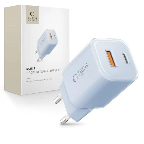 Nabíjačka Tech-Protect NCM33 2-port PD 33W/QC3.0 - baby blue