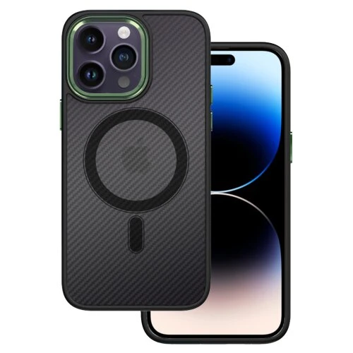 Puzdro Tel Protect Magsafe Carbon iPhone 11 Pro - čierno-zelené