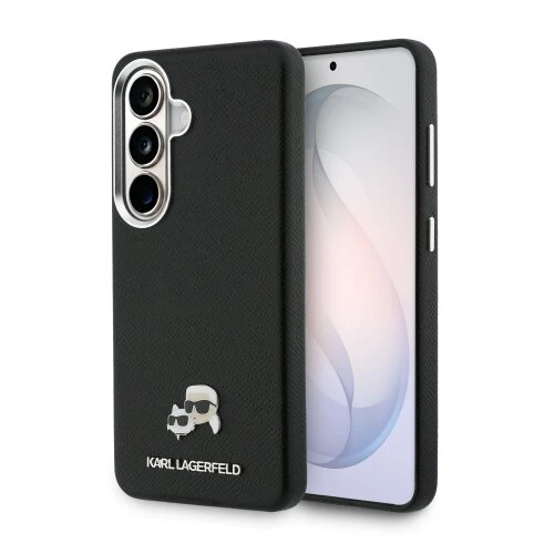 Karl Lagerfeld Grained PU Leather K&CH Heads Magnetic Zadní Kryt pro Samsung Galaxy S26 Black