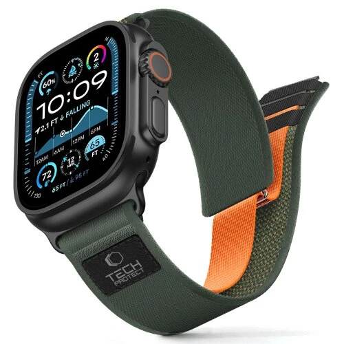 TECH-PROTECT NYLON ELITE APPLE WATCH 8 / 9 / 10 / 11 / SE / ULTRA (44 / 45 / 46 / 49 MM) GREEN/ORAN