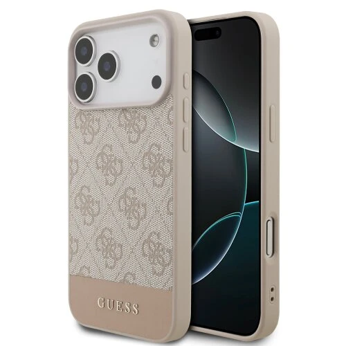 Guess PU 4G Stripe Zadní Kryt pro iPhone 17 Pro Max Pink