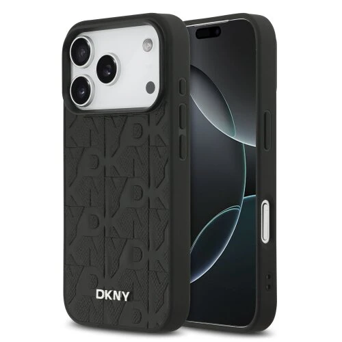 DKNY PU Leather Grid Pattern Magsafe Zadní Kryt pro iPhone 17 Pro Black