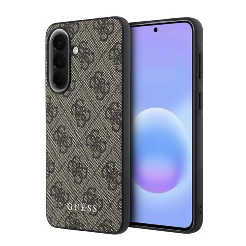 Guess PU 4G Metal Classic Logo Zadní Kryt pro Samsung Galaxy A57 Brown