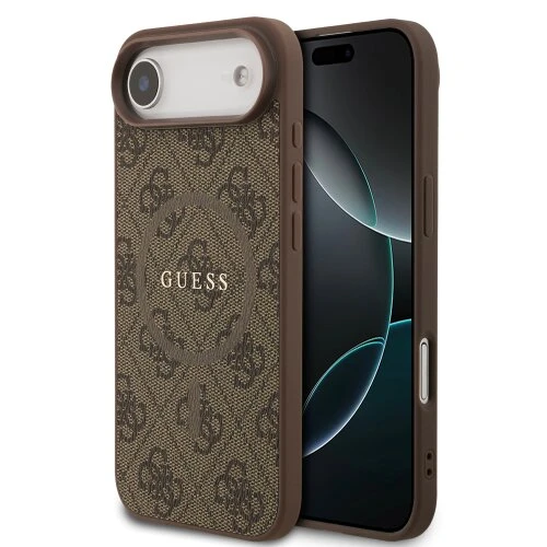 Guess PU Leather 4G Colored Ring MagSafe Zadní Kryt pro iPhone Air Brown
