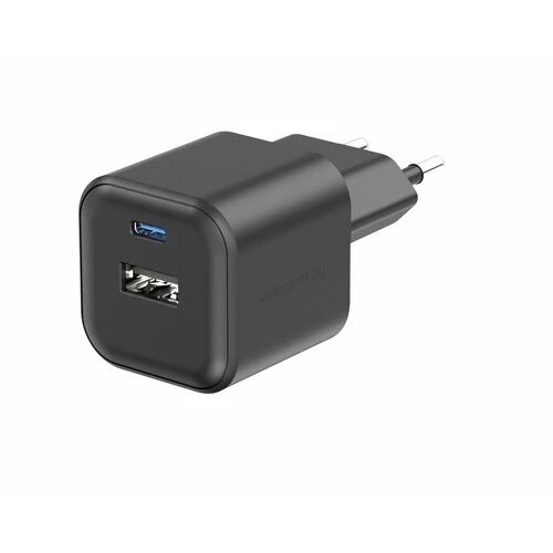 Swissten nabíjačka 35W 2-portová GaN (1x USB-C 35W PD + 1x USB-A 27W QC4.0) Čierna