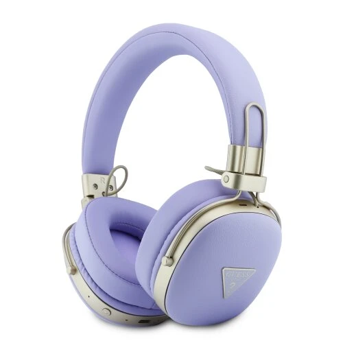 Guess PU Grained Triangle Gold Metal Logo ENC Bezdrátová Sluchátka Purple