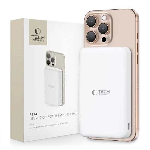 Tech-Protect PB24 LifeMag Qi2 Magsafe Powerbanka 10000 mAh - biela