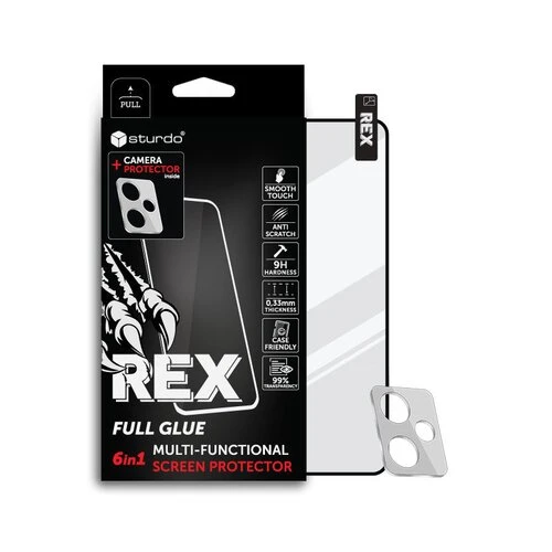 Ochranné sklo celotvárové + Ochranné sklo na kameru Xiaomi Redmi Note 12 5G, Sturdo Rex, čierne