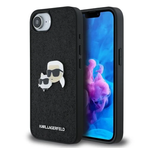 Karl Lagerfeld Fixed Glitter Metal K&CH Zadní Kryt pro iPhone 16e/17e Black