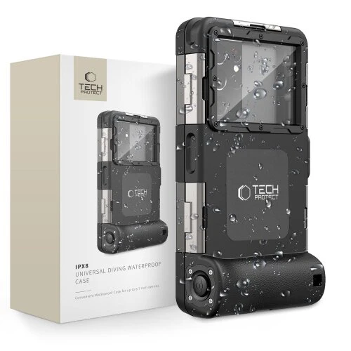 Vodoodolné puzdro Tech-Protect IPX8 univerzálne pre potapáčov - čierne