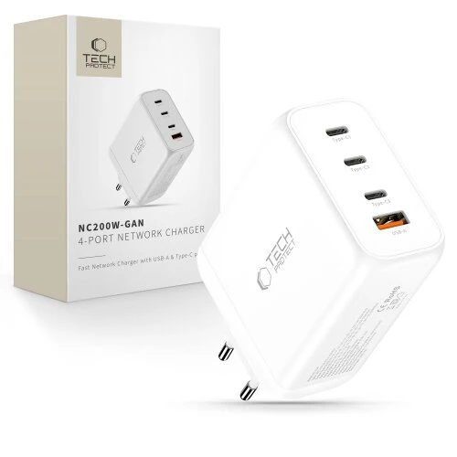 Nabíjačka Tech-Protect NC200W-GaN 4-port PD 200W/QC3.0 - biela