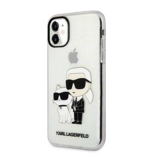 Puzdro Karl Lagerfeld IML Glitter Puzdro Karl and Choupette NFT iPhone 11 - transparentné