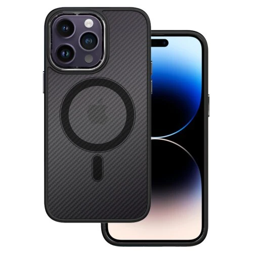 Puzdro Tel Protect Magsafe Carbon iPhone 14, matné - čierne