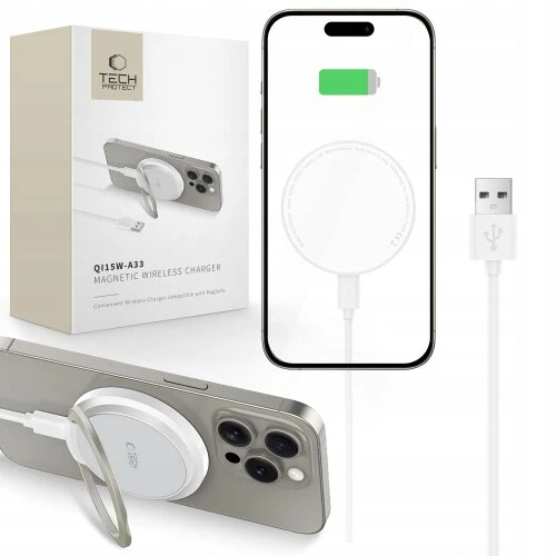 Nabíjačka Tech-Protect QI15W-A33 Magsafe magnetická bezdrôtová - biela