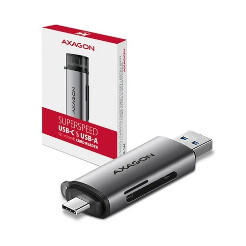 Čítačka pamäťových kariet SD/MicroSD AXAGON CRE-SAC USB 3.2 Type-C + Type-A