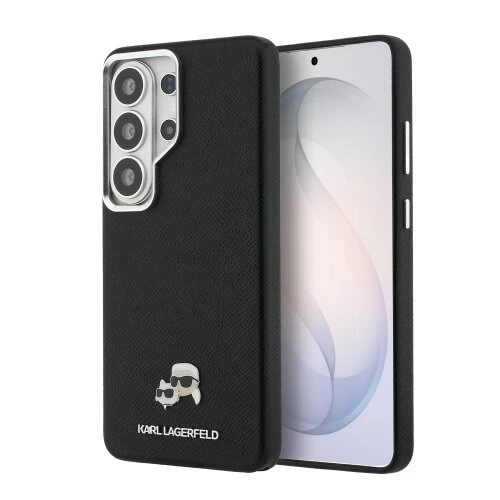 Karl Lagerfeld Grained PU Leather K&CH Heads Magnetic Zadní Kryt pro Samsung Galaxy S26 Ultra Black