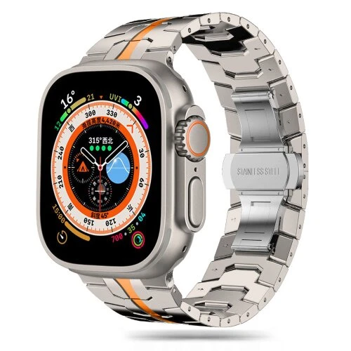 Remienok Tech-Protect Stainless Line Apple Watch 8/9/10/11/SE/Ultra (44/45/46/49 mm) - titánový