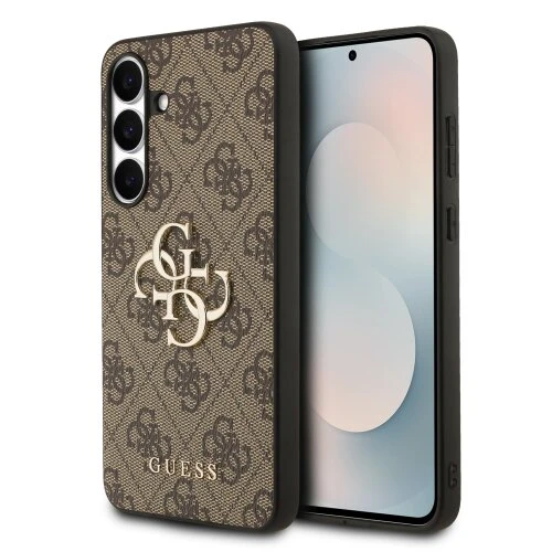 Guess PU 4G Metal Logo Zadní Kryt pro Samsung Galaxy S25 FE Brown