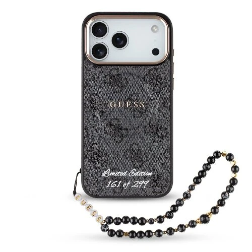 Guess PU 4G MagSafe Strap Limited Edition 299 Zadní Kryt pro iPhone 17 Pro Max Black