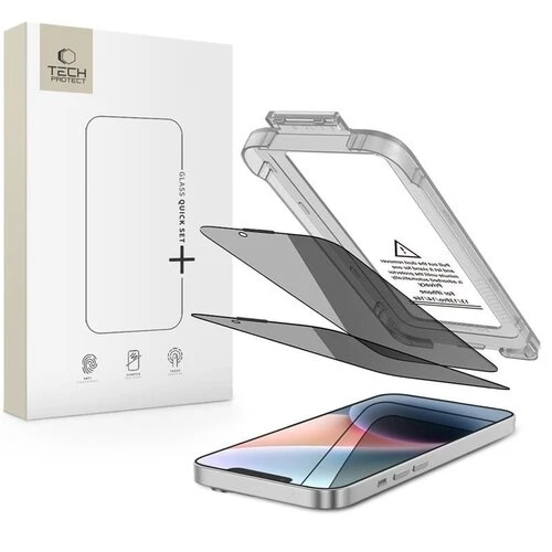Ochranné sklo Privacy Tech-Protect Quick Set Spy+ iPhone 13/13 Pro/14/16E/17E, 2 ks