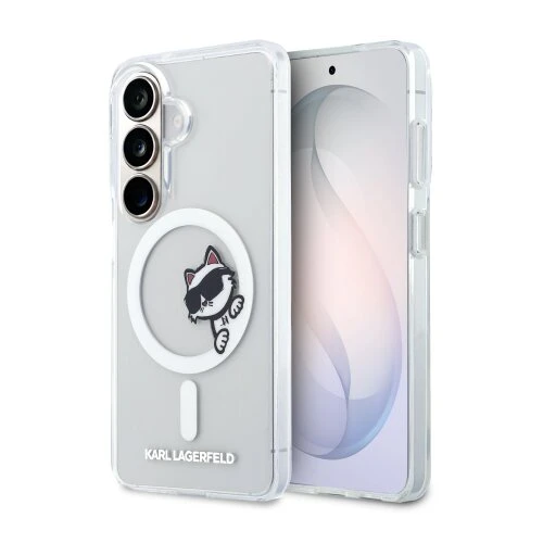 Karl Lagerfeld IML Choupette Peekaboo Logo Magnetic Zadní Kryt pro Samsung Galaxy S26 Transparent