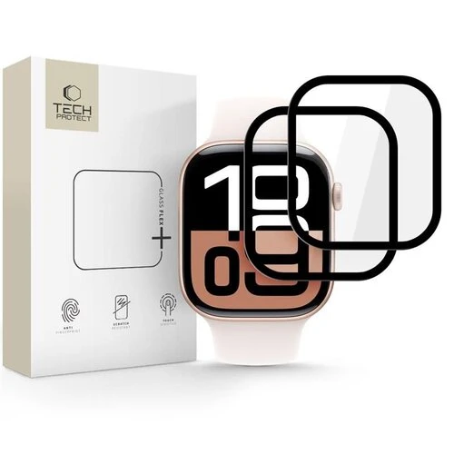 Ochranné sklo Tech-Protect Glass Flex+ Apple Watch 10/11 (42 mm), 2 ks - čierne