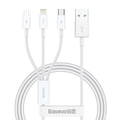 Baseus Superior Series Fast Charging Datový Kabel USB-A - USB-C/microUSB/Lightning 3.5A 0.5m Stellar White