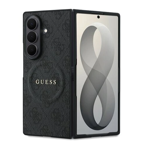 Guess PU Leather 4G Magnetic Zadní Kryt pro Samsung Galaxy Z Fold 8 Ultra Black