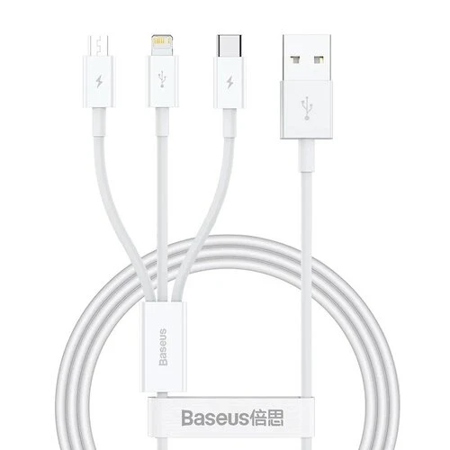 Baseus Superior Series Fast Charging Datový Kabel USB-A - USB-C/microUSB/Lightning 3.5A 1m Stellar White