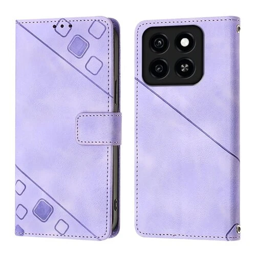 Puzdro Leather Book ZTE Blade A35/A55, vzor reliéf - svetlo-fialové