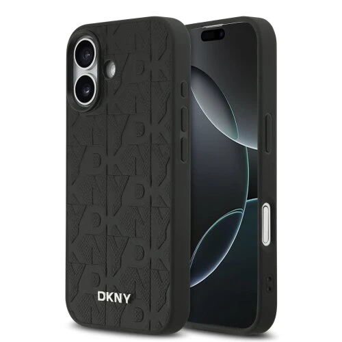 DKNY PU Leather Grid Pattern Magsafe Zadní Kryt pro iPhone 17 Black