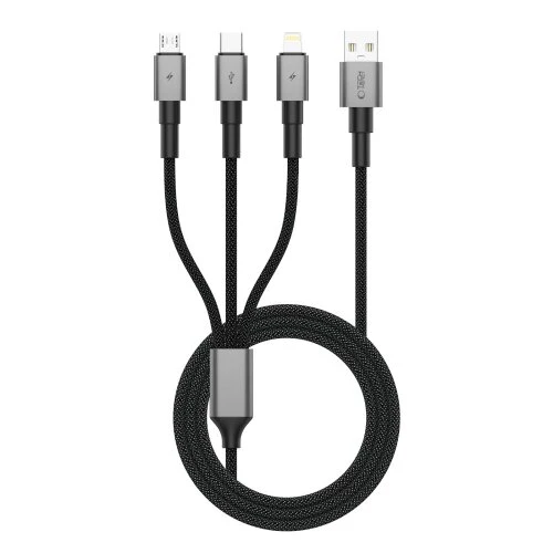Kábel Tech-Protect Ultraboost DNA 3v1 Lightning/USB-C/Micro-USB 3A, 1,2 m - iron grey
