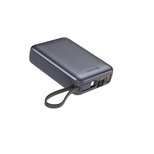 Swissten Powerbanka 20000 mAh s USB-C a Lightning káblom - Vesmírna Sivá