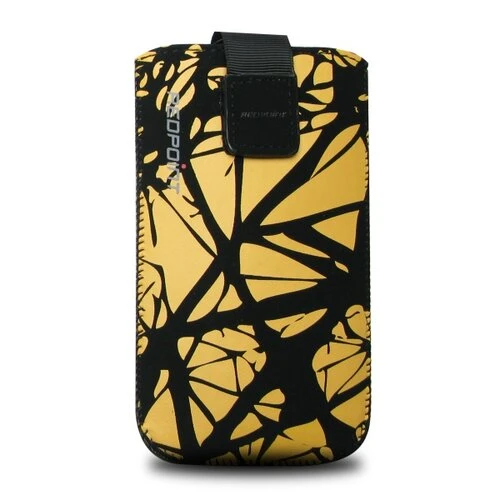 Univerzálne púzdro FIXED Velvet, mikroplyš, motív Yellow Cracks, veľkosť XL