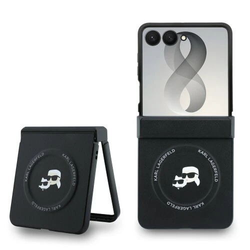 Puzdro Karl Lagerfeld PU Karl and Choupette Heads Magnetic Samsung Galaxy Z Flip 8 - čierne