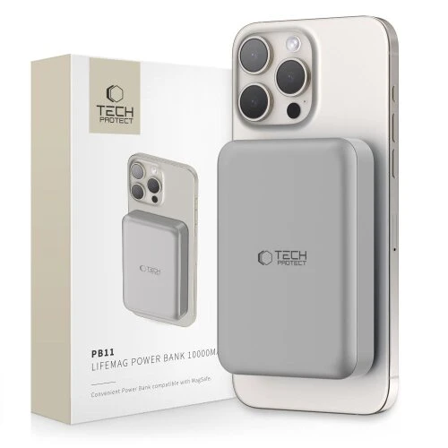Tech-Protect PB11 Lifemag Magsafe Powerbank 10000mAh - Sivá