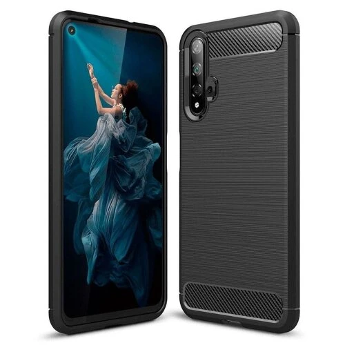 Puzdro Carbon Lux TPU Honor 20/Huawei Nova 5T - čierne