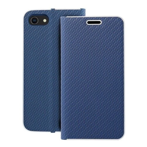 Puzdro Luna Book Carbon iPhone 7/8/SE 2020/SE 2022 - modré