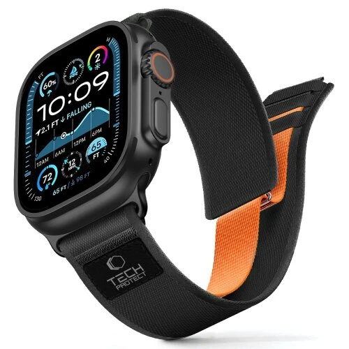 TECH-PROTECT NYLON ELITE APPLE WATCH 8 / 9 / 10 / 11 / SE / ULTRA (44 / 45 / 46 / 49 MM) BLACK/ORAN