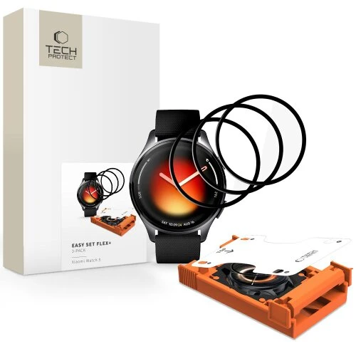 Ochranné sklo Tech-Protect Easy Set Flex+ Xiaomi Watch 5, 3 ks - čierne