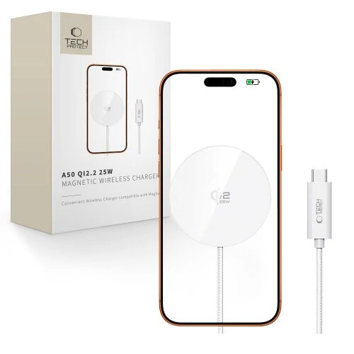 Bezdrôtová nabíjačka Tech-Protect A50 Magsafe 25W Qi2.2 - biela