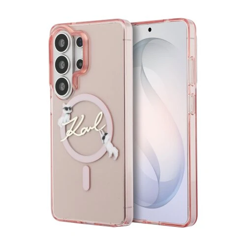 Karl Lagerfeld IML Choupette Karl Script Logo Magnetic Zadní Kryt pro Samsung Galaxy S26 Ultra Pink