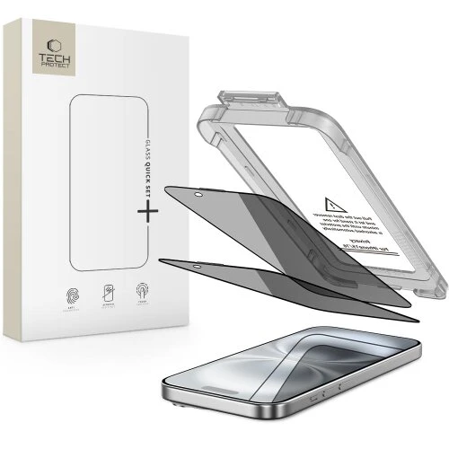 Ochranné sklo Privacy Tech-Protect Quick Set Spy+ iPhone 15/16, 2 ks