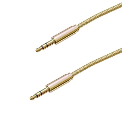 mobilNET AUX kábel 2x 3,5mm jack 1m, Eko balenie, zlatá