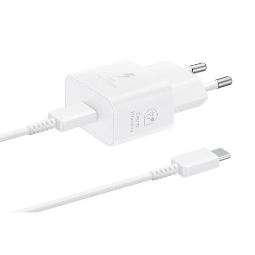 EP-T2510XWE Samsung USB-C 25W Cestovní nabíječka + USB-C Datový Kabel White